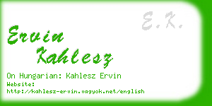 ervin kahlesz business card